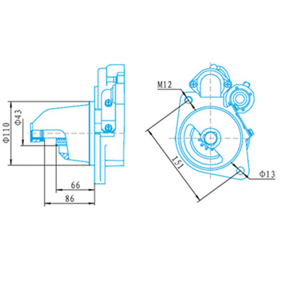 Стартер CA4110 CA6110 CA4DF CA6DF FOTON (Фотон) 1089 5121 ухо с резьбой